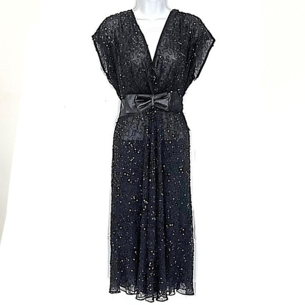 NEW! Sequin Beaded Bow Detail Evening Gown!